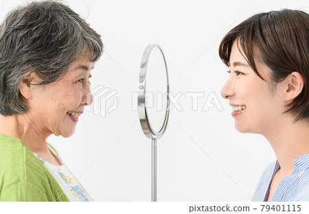Senior woman, young woman, beauty profile 79401115