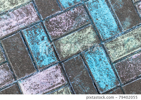 Colorful cobble stones painted with chalk Colorful cobble stones painted with chalk 79402055