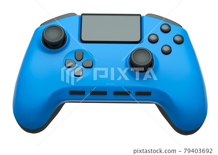 Realistic blue video game joystick on white background Realistic blue video game joystick on white background 79403692