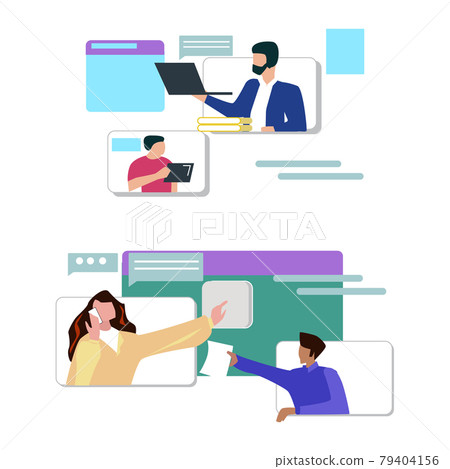 Remote work at home, new trend - Vector Remote work at home, new trend - Vector 79404156