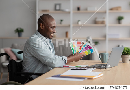 Planning design designer offers client to choose color remotely 79405475