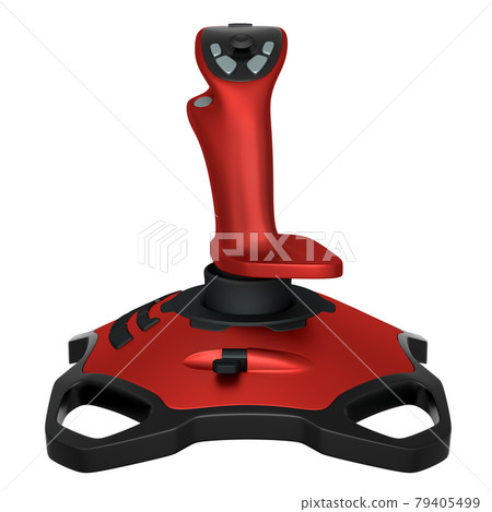 Realistic joystick for flight simulator isolated on white background 79405499