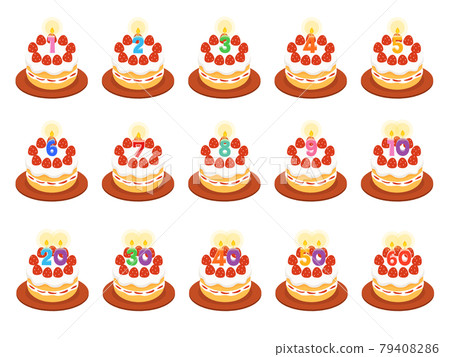 Illustration set of number candles and birthday cake Illustration set of number candles and birthday cake 79408286