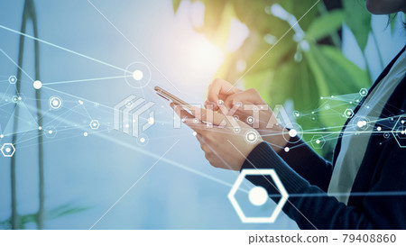 Mobile network women using smartphones 79408860