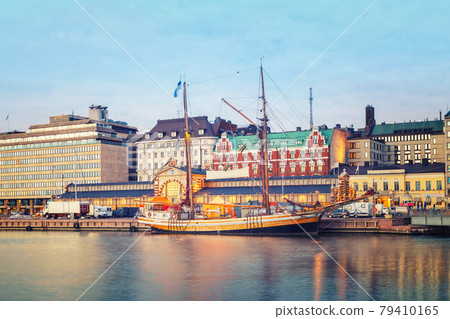 View on Helsinki harbor at dask 79410165