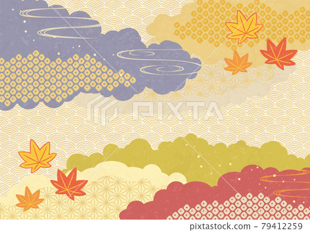 Autumn leaves Japanese pattern 79412259