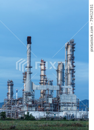 Oil refinery plant at twilight morning 79412581