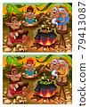 Spot the differences. Two images with six changes between them, vector and cartoon illustrations 79413087