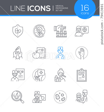 Medical professions - line design style icons set - Stock Illustration ...