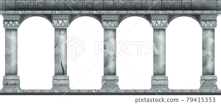 Stone arch vector illustration, marble ancient Roman colonnade, Greek antique pillars 79415353