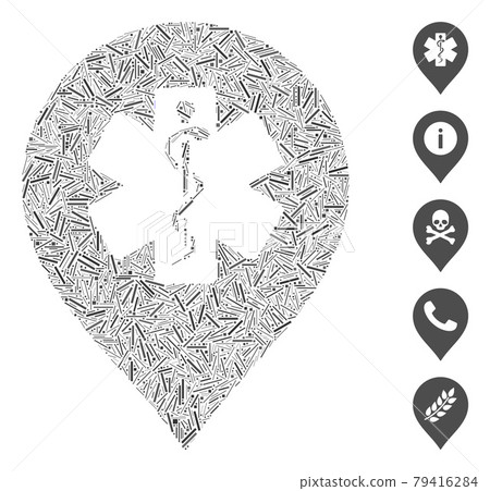 Line Medicine Marker Icon Vector Collage Line Medicine Marker Icon Vector Collage 79416284