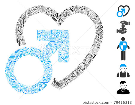 Linear Male Love Icon Vector Collage Linear Male Love Icon Vector Collage 79416318