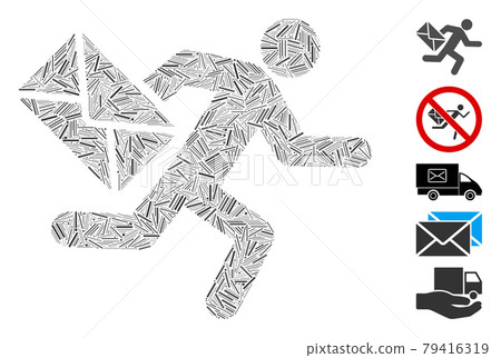 Linear Mail Courier Icon Vector Collage Linear Mail Courier Icon Vector Collage 79416319