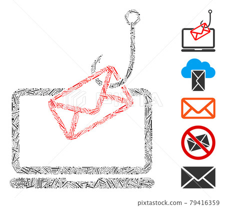 Line Laptop Mail Phishing Icon Vector Mosaic 79416359