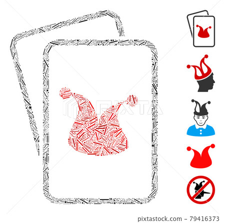 Line Joker Gaming Cards Icon Vector Collage Line Joker Gaming Cards Icon Vector Collage 79416373