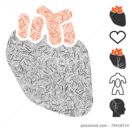 Linear Heart Organ Icon Vector Collage Linear Heart Organ Icon Vector Collage 79416514