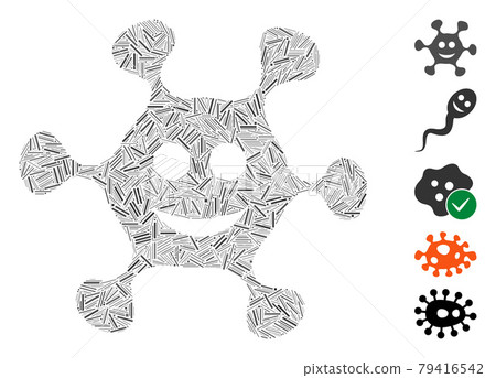 Line Happy Microbe Icon Vector Collage Line Happy Microbe Icon Vector Collage 79416542