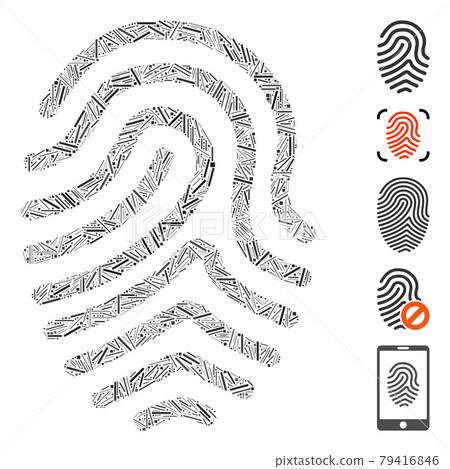 Linear Fingerprint Icon Vector Collage Linear Fingerprint Icon Vector Collage 79416846
