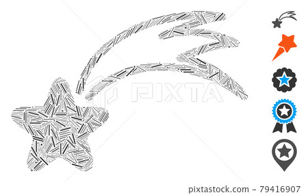 Linear Falling Star Icon Vector Collage 79416907