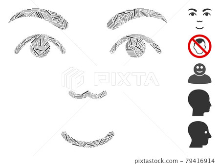 Linear Face Icon Vector Collage 79416914