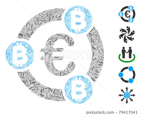 Line Euro Bitcoin Collaboration Icon Vector Collage Line Euro Bitcoin Collaboration Icon Vector Collage 79417041