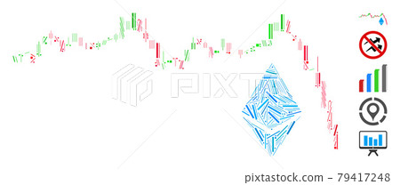 Linear Ethereum Falling Chart Icon Vector Collage 79417248