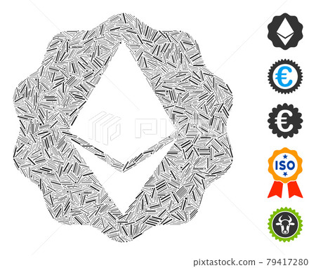 Line Ethereum Badge Seal Icon Vector Collage - Stock Illustration ...