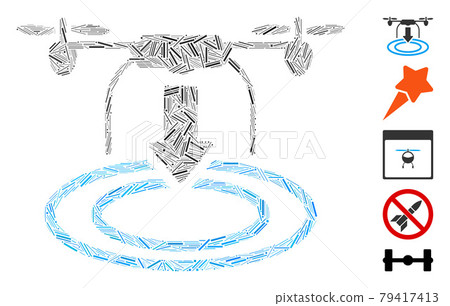 Linear Drone Landing Icon Vector Mosaic Linear Drone Landing Icon Vector Mosaic 79417413
