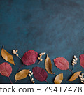 Autumn floral design greeting card of dried leaves 79417478