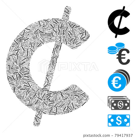 Line Cent Icon Vector Collage Line Cent Icon Vector Collage 79417937