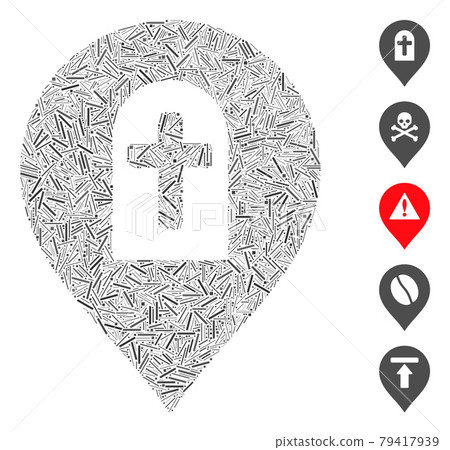 Line Cemetery Marker Icon Vector Mosaic 79417939