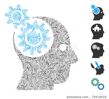 Hatch Brain Gears Rotation Icon Vector Collage - Stock Illustration ...