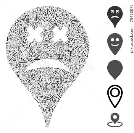 Linear Blind Smiley Map Marker Icon Vector Collage Linear Blind Smiley Map Marker Icon Vector Collage 79418072