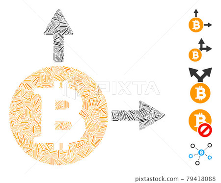 Line Bitcoin Fork Icon Vector Collage Line Bitcoin Fork Icon Vector Collage 79418088