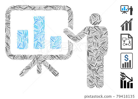 Line Bar Chart Presentation Icon Vector Mosaic - Stock Illustration ...