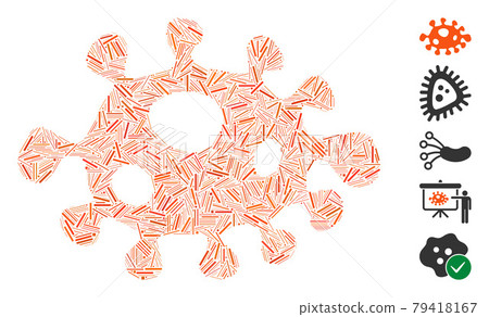 Linear Bacteria Icon Vector Mosaic Linear Bacteria Icon Vector Mosaic 79418167