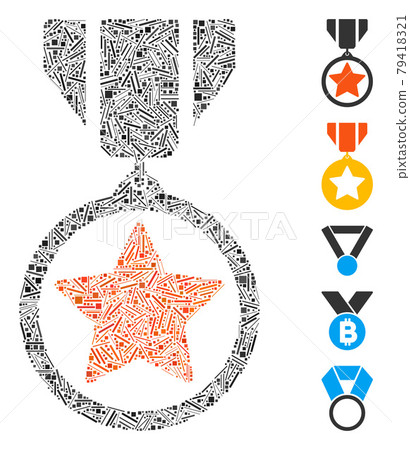 Linear Army Medal Icon Vector Collage Linear Army Medal Icon Vector Collage 79418321