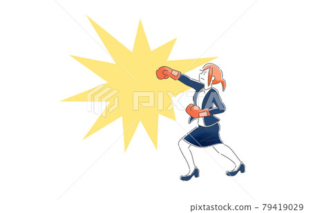 A female suit that wears boxing gloves and punches 79419029
