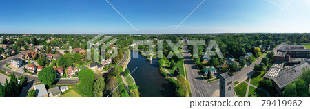 Aerial panorama of Wellington Park in Simcoe, Ontario, Canada Aerial panorama of Wellington Park in Simcoe, Ontario, Canada 79419962