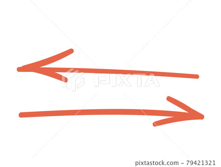 red arrows are parallel. left and right. hand drawing cartoon. doodle vector illustration isolated 79421321