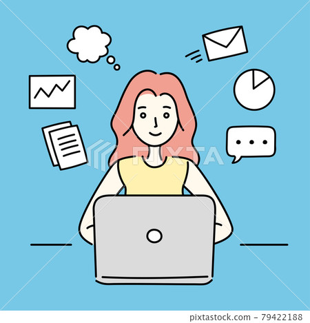 Illustration of a woman operating a personal computer Illustration of a woman operating a personal computer 79422188