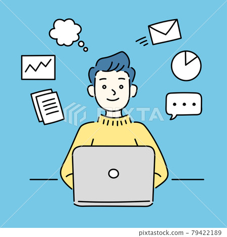 Illustration of a man operating a personal computer Illustration of a man operating a personal computer 79422189