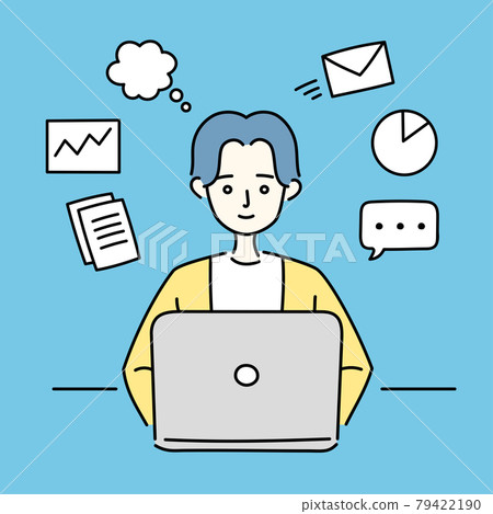 Illustration of a man operating a personal computer Illustration of a man operating a personal computer 79422190