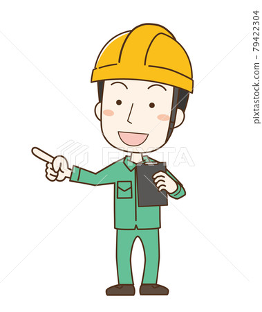 工人男性通過指向確認進行檢查 79422304