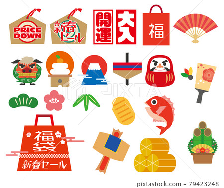 Illustration material set of first sale lucky charm 79423248
