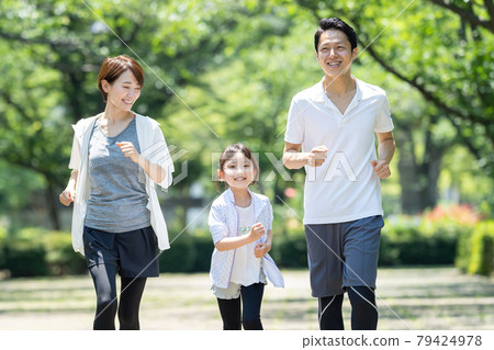 慢跑家庭親子家庭圖片 79424978