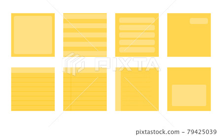Flat yellow paper sticker linear sheet set vector Flat yellow paper sticker linear sheet set vector 79425039