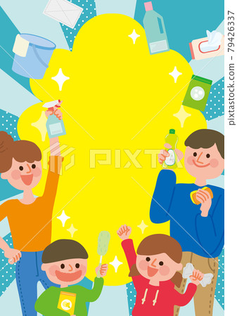 Family cleaning illustration poster Family cleaning illustration poster 79426337