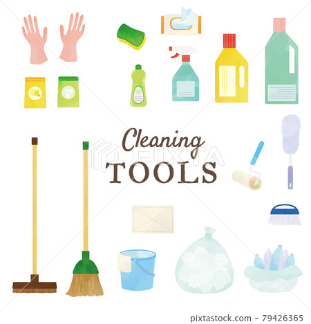 Watercolor style touch cleaning tool illustration set Watercolor style touch cleaning tool illustration set 79426365