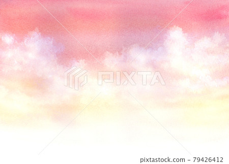 Akane-colored sky and clouds watercolor Akane-colored sky and clouds watercolor 79426412